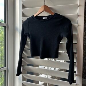 Dollskill Black Long-Sleeve Cropped Shirt